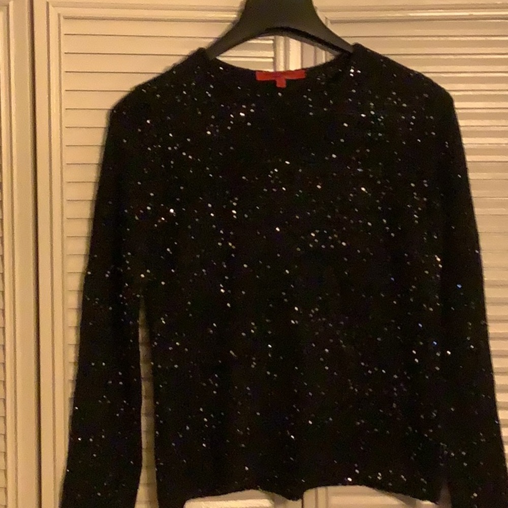 Narciso Rodriguez Black with Silver Sequins Knit Sweater Size S